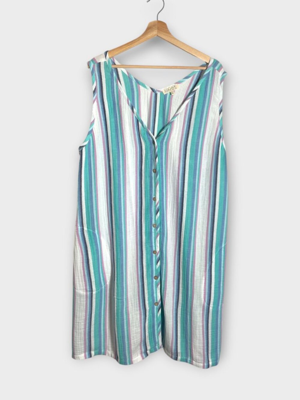 Escape By Habitat Dress or Swim Coverup XL Pockets 100% Cotton Beach Travel NEW